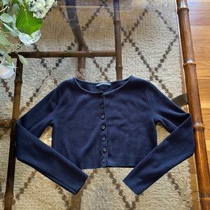Navy Blue Brandy Melville Crop Cardigan